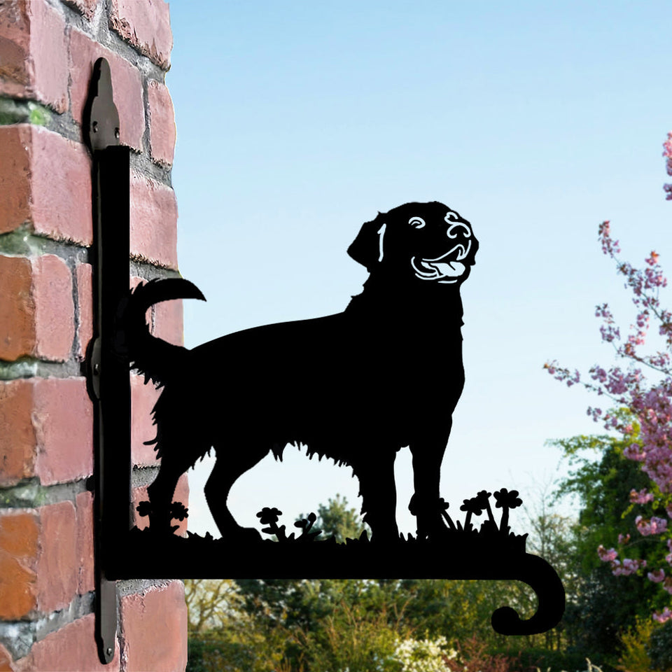Soporte Metálico para Plantas con Diseño de Golden Retriever