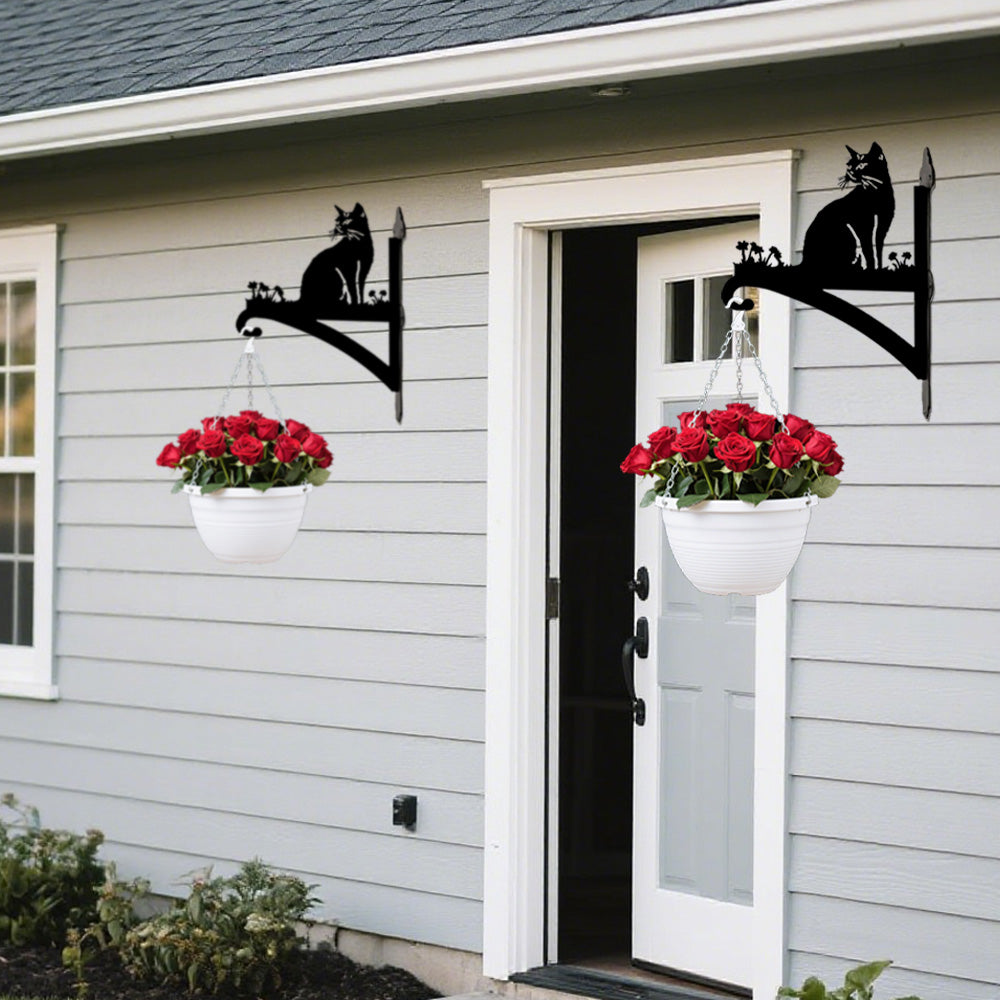 Soporte Metálico para Plantas con Diseño de Gato Sentado